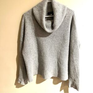 Forte light grey cashmere sweater with cowlneck L